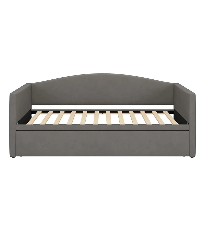 Streamdale Twin Size Daybed with Extended Pop Up Trundle, Velvet, Gray