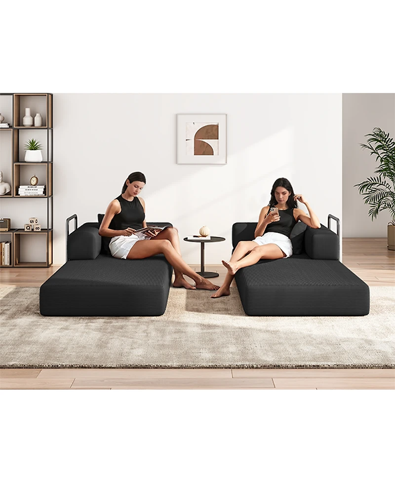 Streamdale Furniture Folding Sofa Bed Convertible Corduroy Couch King Size Floor Sleeper 4-in-1