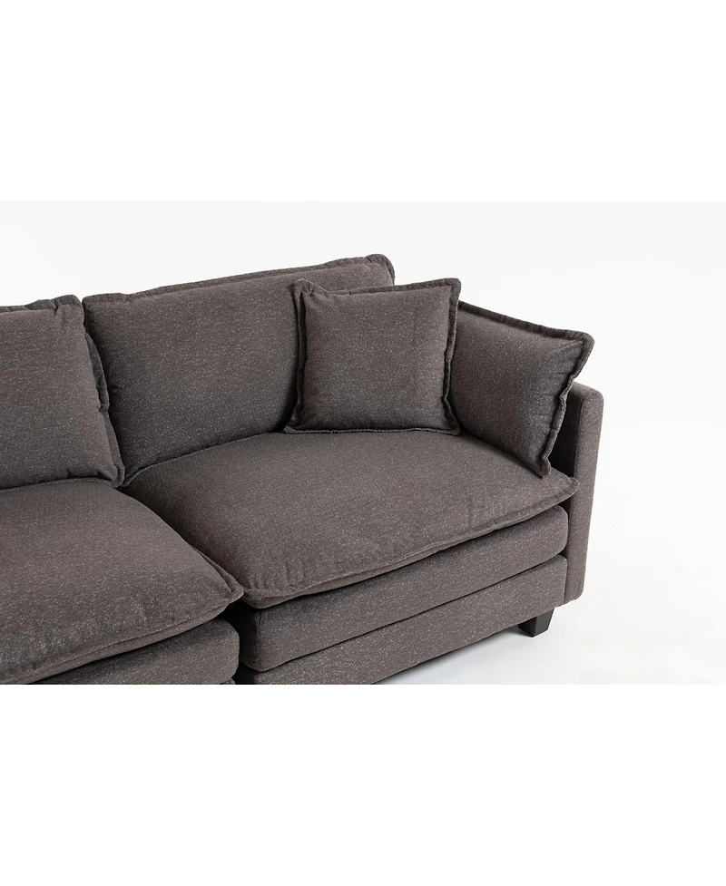 Streamdale Modern 2-Seat 78.74" Sectional Sofa with Waist Pillows and Chaise Lounge