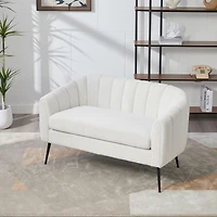 Streamdale 50.2'' Wide Upholstered Chenille Loveseat Accent Couch, Modern Glam Settee with Metal Legs, Ivory