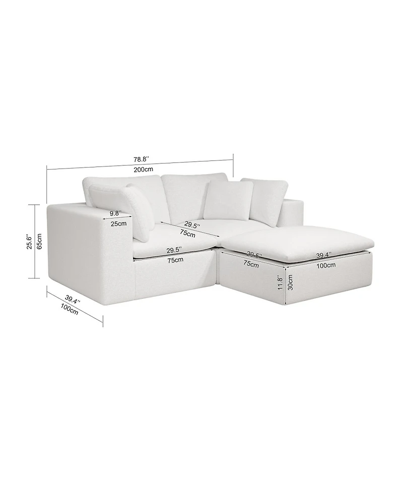 Streamdale Furniture Modular Sectional Sofa Seat, Upholstered Couch for Living Room, 3PC Free Combination, White