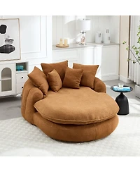 Streamdale Oversized Oval Upholstered Bean Bag Sofa with 3 Large & 2 Small Pillows