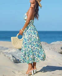 Cupshe Women's Blue Meadow Floral Mini Beach Dress