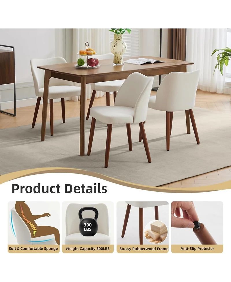 gaomon Leather Dining Chairs Set of 4 Upholstered Pu Dining Chair with Wood Legs, Wing Backrest, Wooden Kitchen Chairs with Thick Cushions