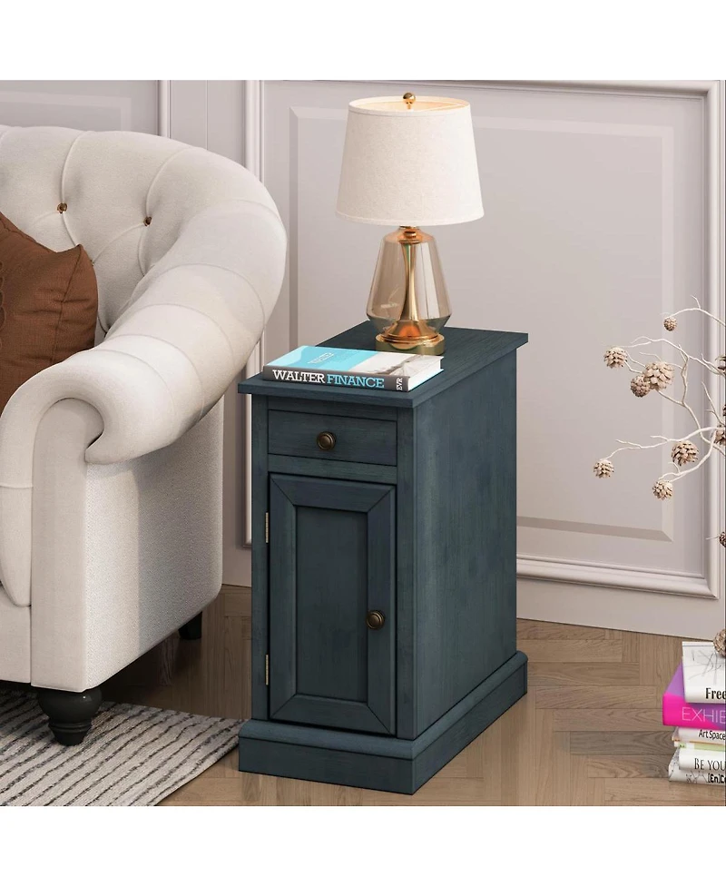 Streamdale Furniture Antique Blue Solid Wood Veneer Traditional Accent Table, 11.75 x 21.75 x 24.25 in