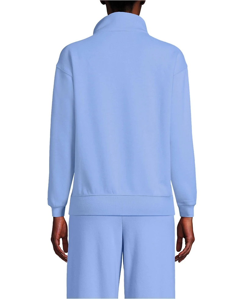 Lands' End Women's Serious Sweats Relaxed Quarter Zip Pullover Sweatshirt