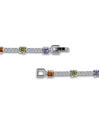 Macy's 3 5/8 ct. t.w 4mm 2mm Round Cubic Zirconia Stone Stations on Pave Link Bracelet, Created for Macy's