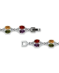Macy's 2 1/5 ct. t.w Pave Cubic Zirconia "X" Link 6x4mm Oval Multi Color Glass Stone Stations Bracelet, Created for Macy's