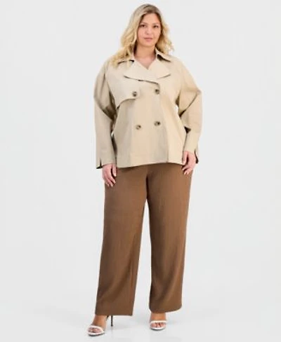 Anne Klein Essentials Plus Size Double Breasted Blazer Pull On Wide Leg Pants