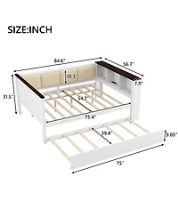 Streamdale Furniture Wood Daybed with Storage, Usb, and Trundle