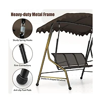 3-Seat Outdoor Porch Canopy Swing with Adjustable Shading