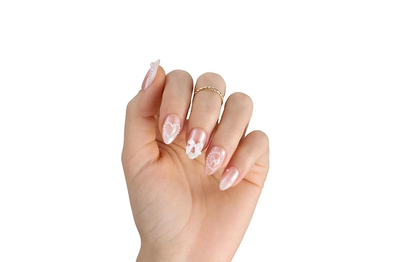 Beetles X Press Short Almond French Tip Press-On Nails Gel Kit with Uv Light (224 pcs)