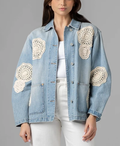Blank Nyc Women's Crochet Doily Chore Jacket