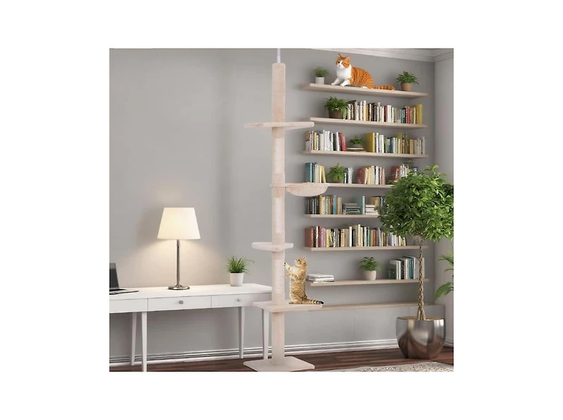Zeus & Ruta Adjustable Height Floor-to-Ceiling Vertical Cat Tree Climbing Tower
