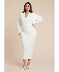 Eloquii Women's Wrap Sweater Maxi Dress