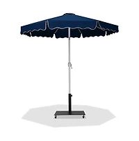 Meridian Furniture Amalfi Navy With Cream Piping / Matte Metal Patio Umbrella with Base Sets