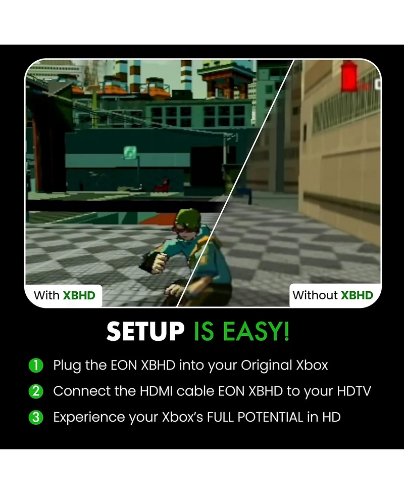 Eon Original Xbox Hd Hdmi Adapter + Lan Hub Adapter Plug and Play Video Enhancer