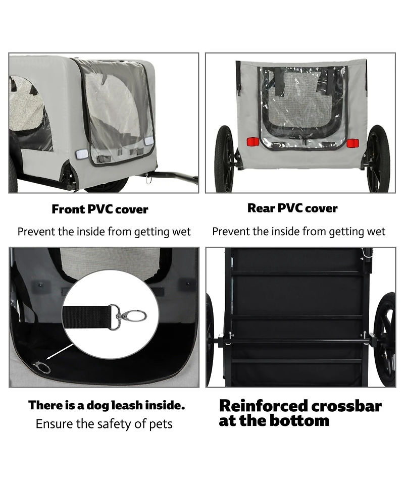 Zeus & Ruta Black+Dark Gray Outdoor Heavy Duty Collapsible Kitten Bike Trailer