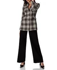 Ivonne Women's Checkered Three Button Blazer