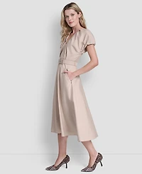 Dkny Women's V-Neck Belted Midi Dress