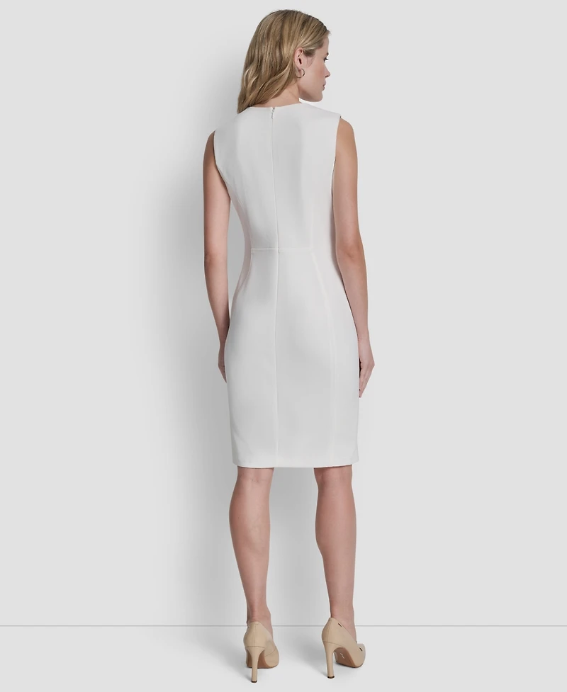 Dkny Women's Sleeveless Zipper Front Crewneck Sheath Dress