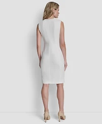 Dkny Women's Sleeveless Zipper Front Crewneck Sheath Dress