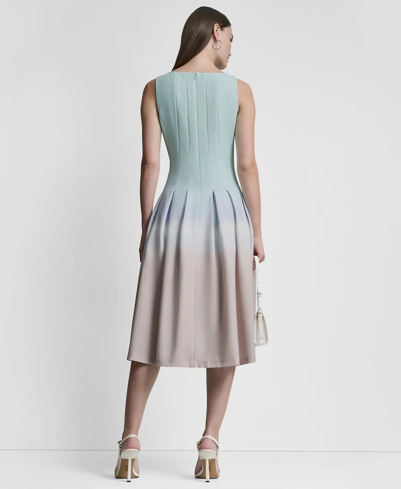 Dkny Women's Sleeveless Pleated Boat Neck Midi Dress