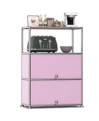 Mega Casa 3-Tier Storage Cabinet Metal Shelving Unit – Multi-Functional Kitchen Organizer, White