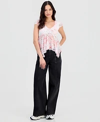 Madden Girl Juniors Lace Hanky-Hem Top