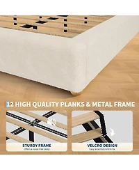 Gaomon Full Cloud Bed Frame – Corduroy Upholstered Low Platform, Solid Wood Legs, No Headboard