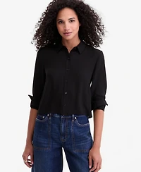 On 34th Women's Cropped Button-Down Crepe Shirt, Macy's Exclusive