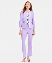 Kasper Womens Seamed Cardigan Jacket Knot Front Sleeveless Top High Rise Straight Leg Pants