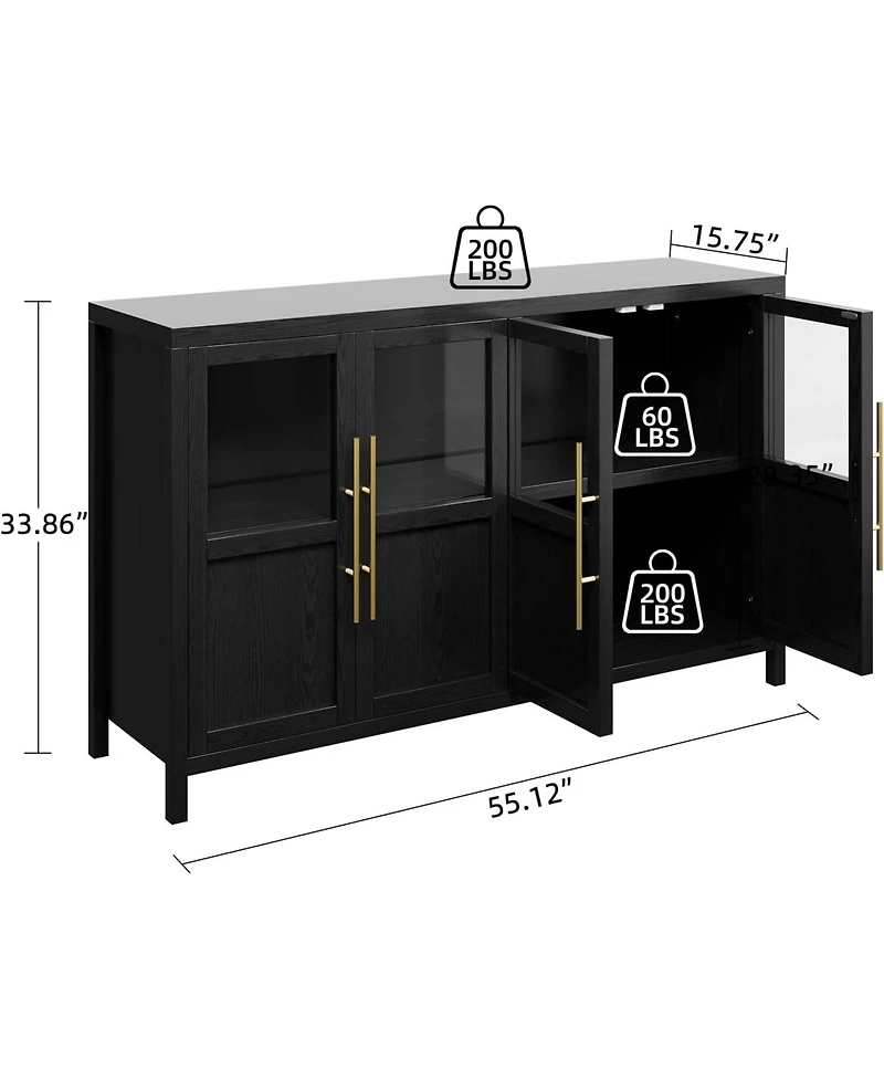 gaomon Sideboard Buffet Cabinet with 4 Glass Doors,