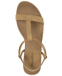 Style & Co Women's Mulan Elastic T-Strap Wedge Sandals, Macy's Exclusive