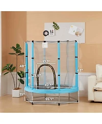 Hongge Kids Indoor Trampoline 55 Inch with Enclosure Springless Elastic Design for Ages Three to Six