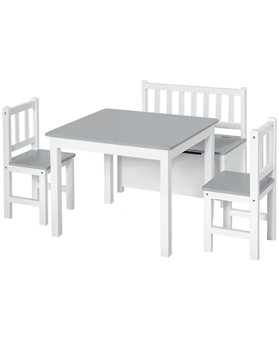 Hongge Kids Table and Chair Set with Storage Bench for Ages Three and Up