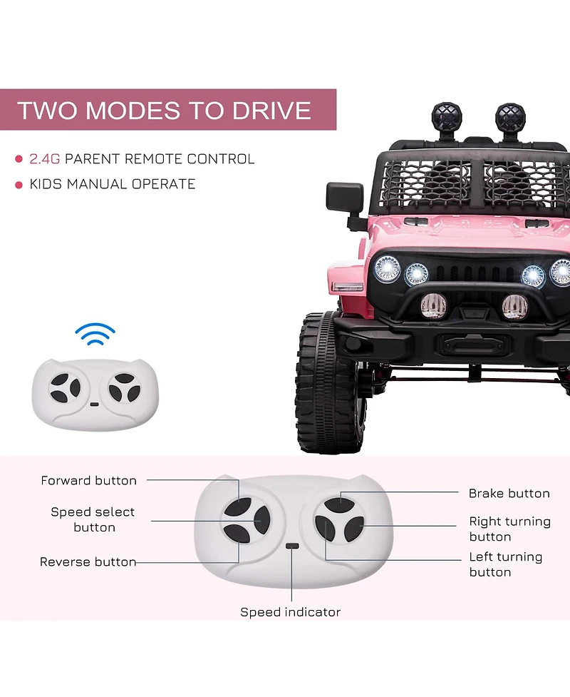 Hongge Kids Electric Ride On Car with Parent Remote Suspension and Lights for Ages 3 to 6