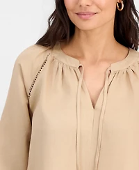 I.n.c. International Concepts Petite Split-Neck Blouson-Sleeve Blouse, Macy's Exclusive