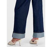 I.n.c. International Concepts Petite High-Rise Pintuck Cuffed Wide-Leg Jeans, Created for Macy's