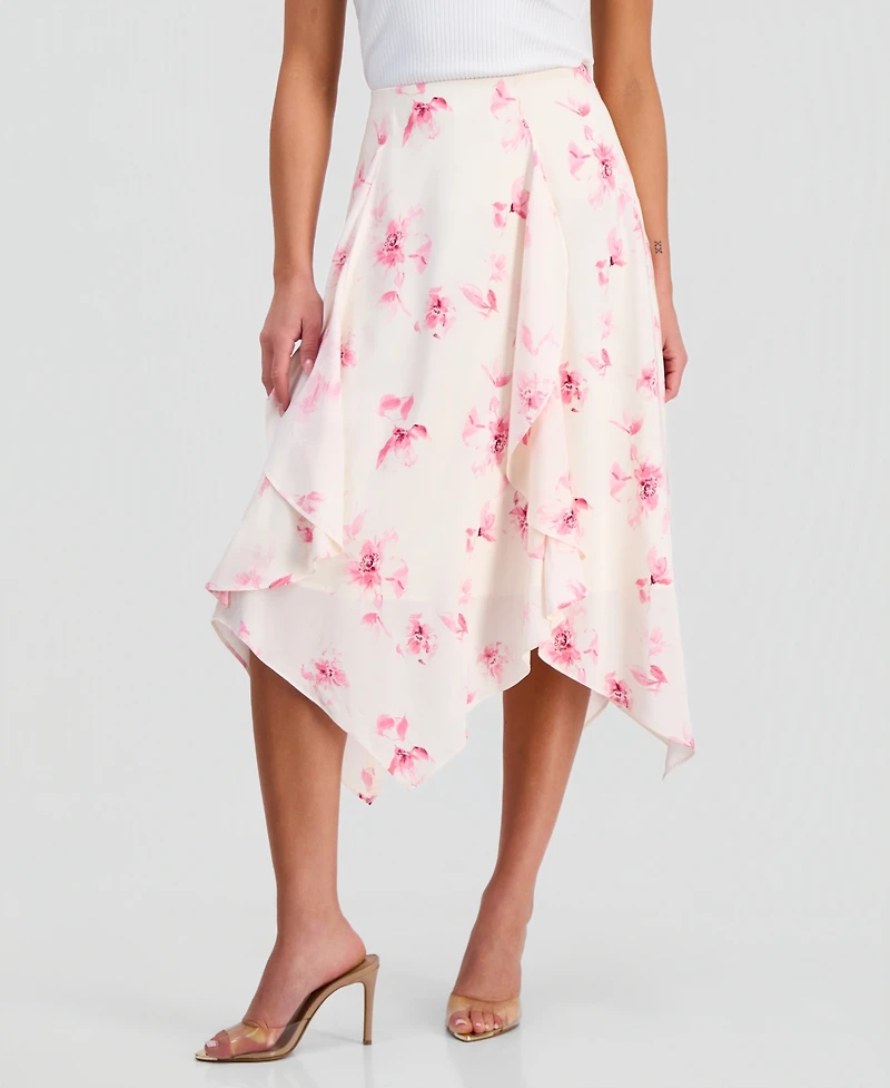 I.n.c. International Concepts Petite Printed Ruffled Midi Skirt, Created for Macy's