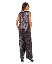 Vince Camuto Womens Animal Print Sleeveless Crew Neck Top Wide Leg Pants
