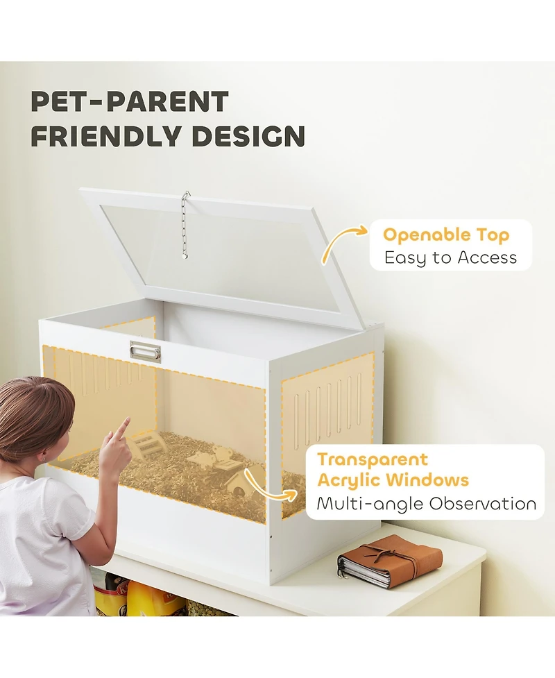 PawHut Hamster Cage with Openable Top, Hut, Small Animal Habitat,