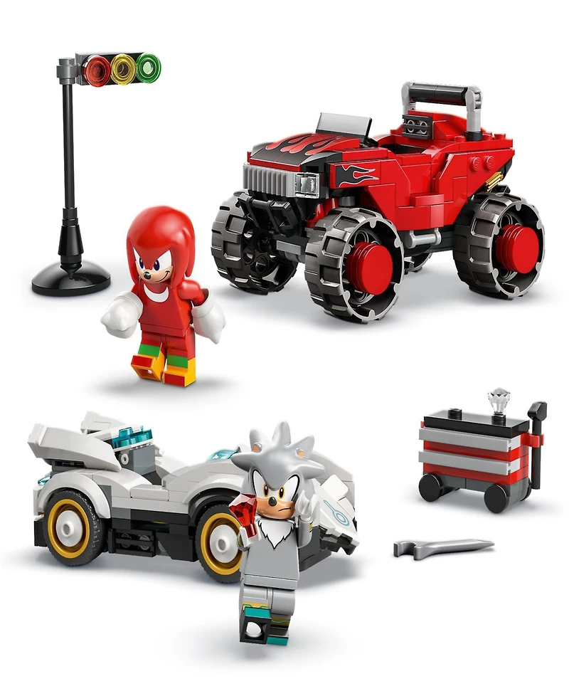 Lego Sonic the Hedgehog Silver's Car vs. Knuckles' Monster Truck Building Toy 77118, 378 Pieces