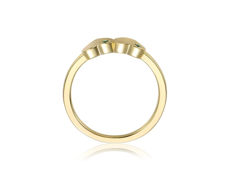 GiGiGirl Elegant Cz Double Heart Band Ring 14K Gold Plated