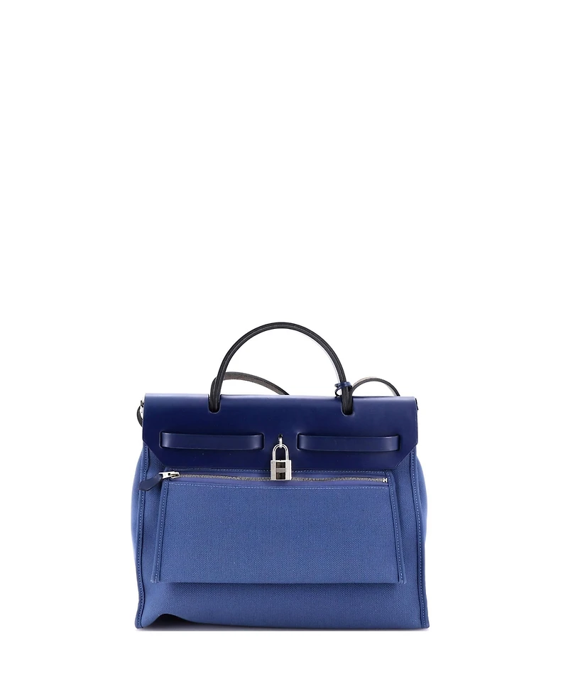 Pre-Owned HERMES 31 Herbag Zip Leather and Toile