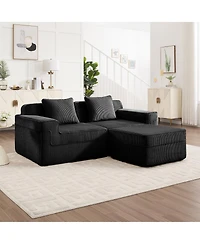 Streamdale Furniture Modular 2 Seat L Shape Sectional Sofa, Cloud Couch with Ottoman