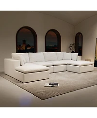 Streamdale Furniture Modular Sectional Sofa, Upholstered Couch, 5PC Free Combination, White