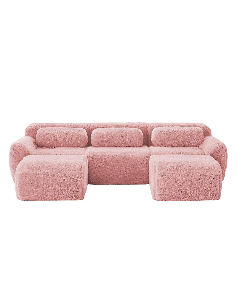 Streamdale Furniture U-shaped Boneless Sofa with Chaise, High Density Sponge, Anti-Slip, Deep Seat Design