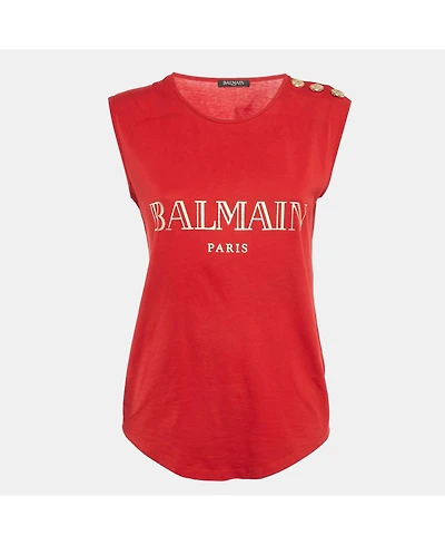 Pre-Owned Balmain Women's Red Cotton Sleeveless Top