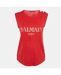 Pre-Owned Balmain Women's Red Cotton Sleeveless Top